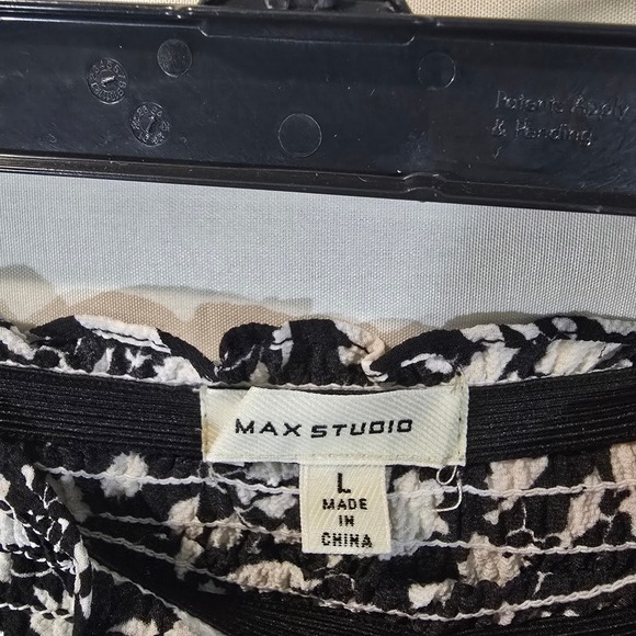 MAX STUDIO Black White Floral Tiered Maxi Skirt Elastic Waist L - Picture 2 of 7